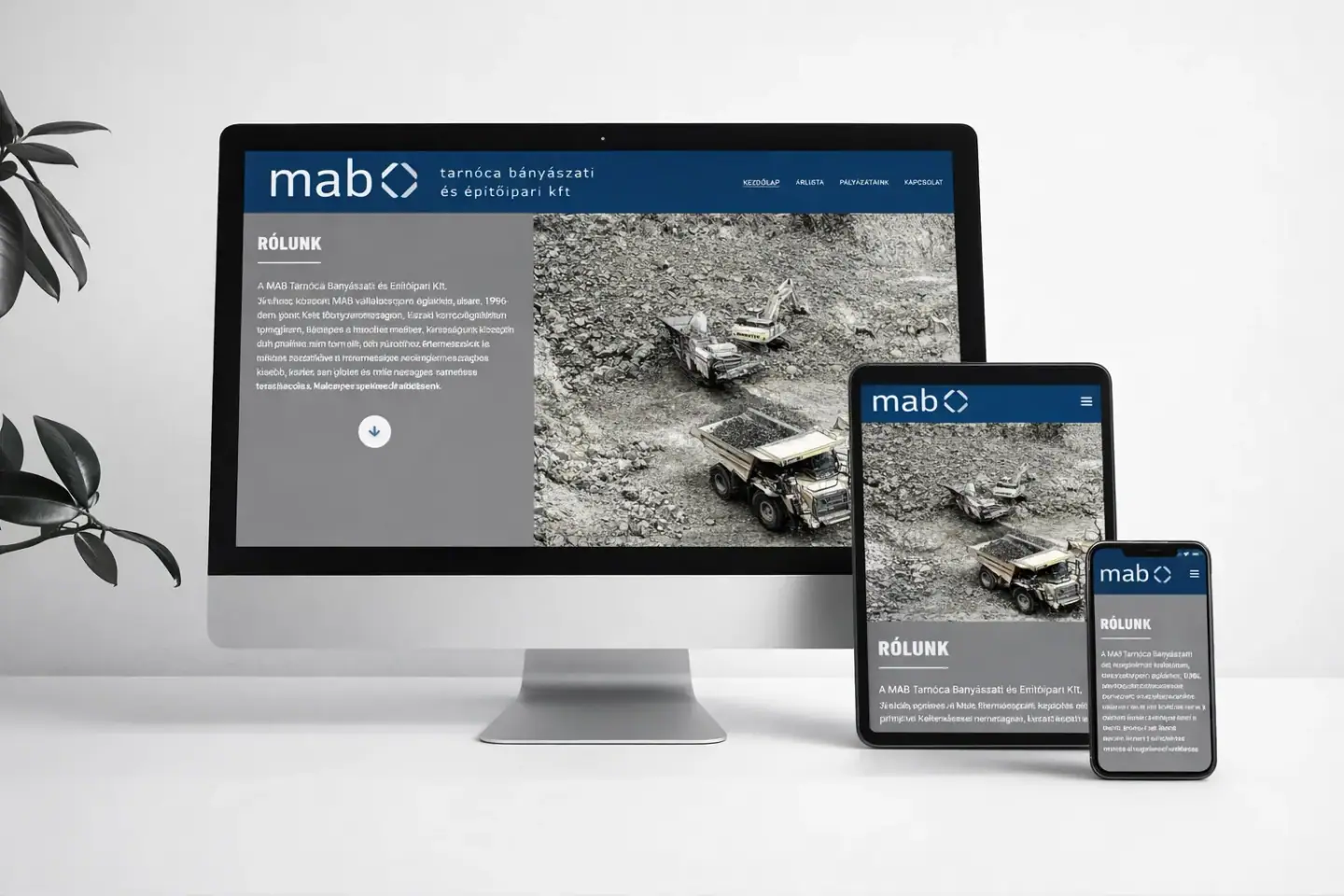 MAB-Tarnóca bányászati és építőipari vállalkozás weboldala
